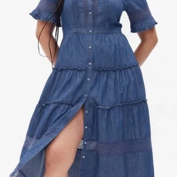 Gap x LoveShackFancy Midi Denim Dress XL - Picture 6 of 7